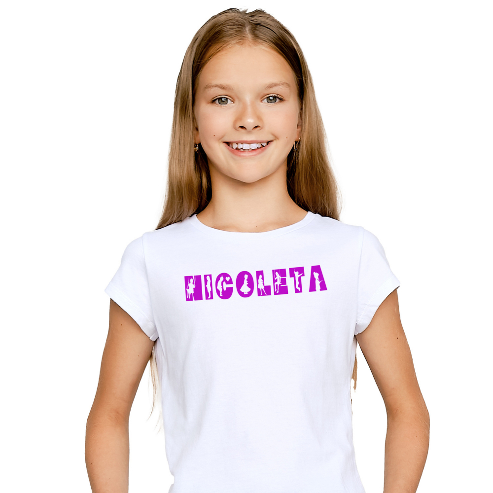 Tricou Personalizat Copii Pentru Iubitorii De Copii, Siluete Diverse, Text Nume Personalizat, Parinte, Culoare Mov, Alb, 100% Bumbac, Marime 10 Ani [1]