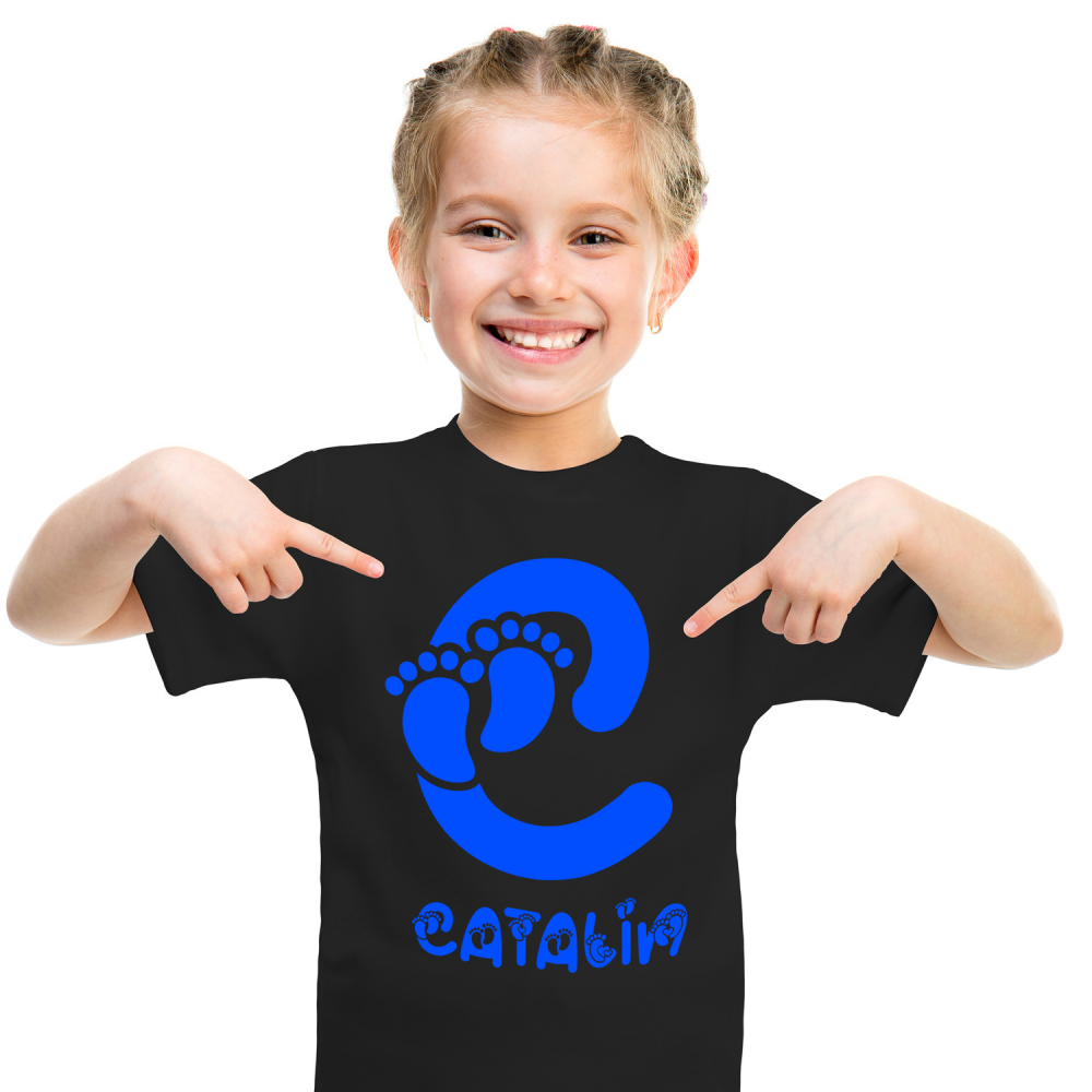 Tricou Personalizat Copii Pentru Iubitorii De Familie, Nou Nascut, Unicorn, Text Nume Personalizat, copii, Culoare Albastru, Negru, 100% Bumbac, Marime 4 Ani [1]