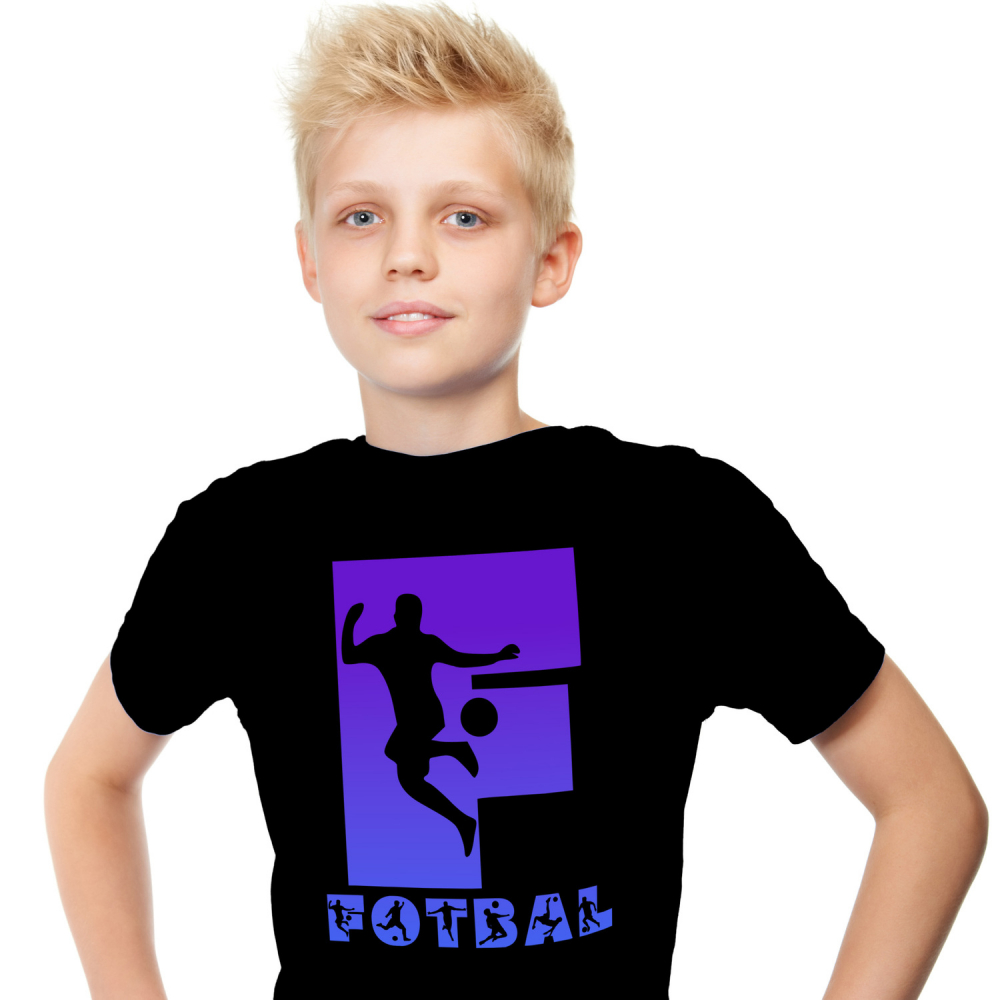 Tricou Personalizat Copii Pentru Iubitorii De Fotbal, Minge, Silueta Sportiv, Text Nume Personalizat, Copii, Culoare Albastru, Negru, 100% Bumbac, Marime 4 Ani [1]
