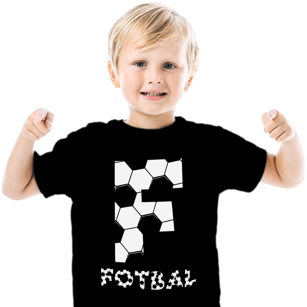 Tricou Personalizat Copii Pentru Iubitorii De Fotbal, Minge, Sport, Text Nume Personalizat, Copii, Culoare Alb Negru, Negru, 100% Bumbac, Marime 4 Ani [1]