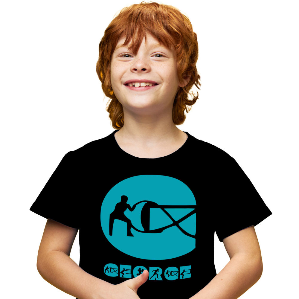 Tricou Personalizat Copii Pentru Iubitorii De Sport, Sala Fitness, Text Nume Personalizat, Culoare Albastru, Negru, 100% Bumbac, Marime 4 Ani [1]