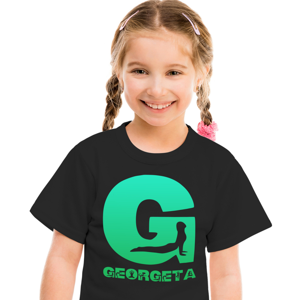 Tricou Personalizat Copii Pentru Iubitorii De Yoga, relaxare, Meditatie, Text Nume Personalizat, Culoare Verde, Negru, 100% Bumbac, Marime 4 Ani [1]