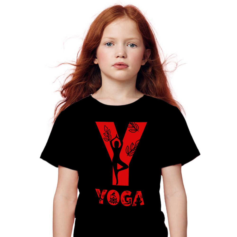 Tricou Personalizat Copii Pentru Iubitorii De Yoga, Sportiva, Text Nume Personalizat, Copii, Culoare Rosu, Negru, 100% Bumbac, Marime 10 Ani [1]
