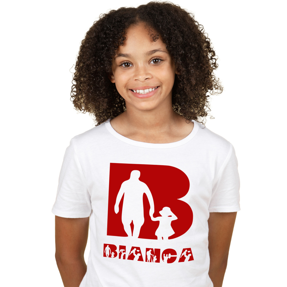 Tricou Personalizat Copii Pentru Tata Si Copil, Familie, Text Nume Personalizat, Dragoste, Culoare Rosu, Alb, 100% Bumbac, Marime 10 Ani [1]