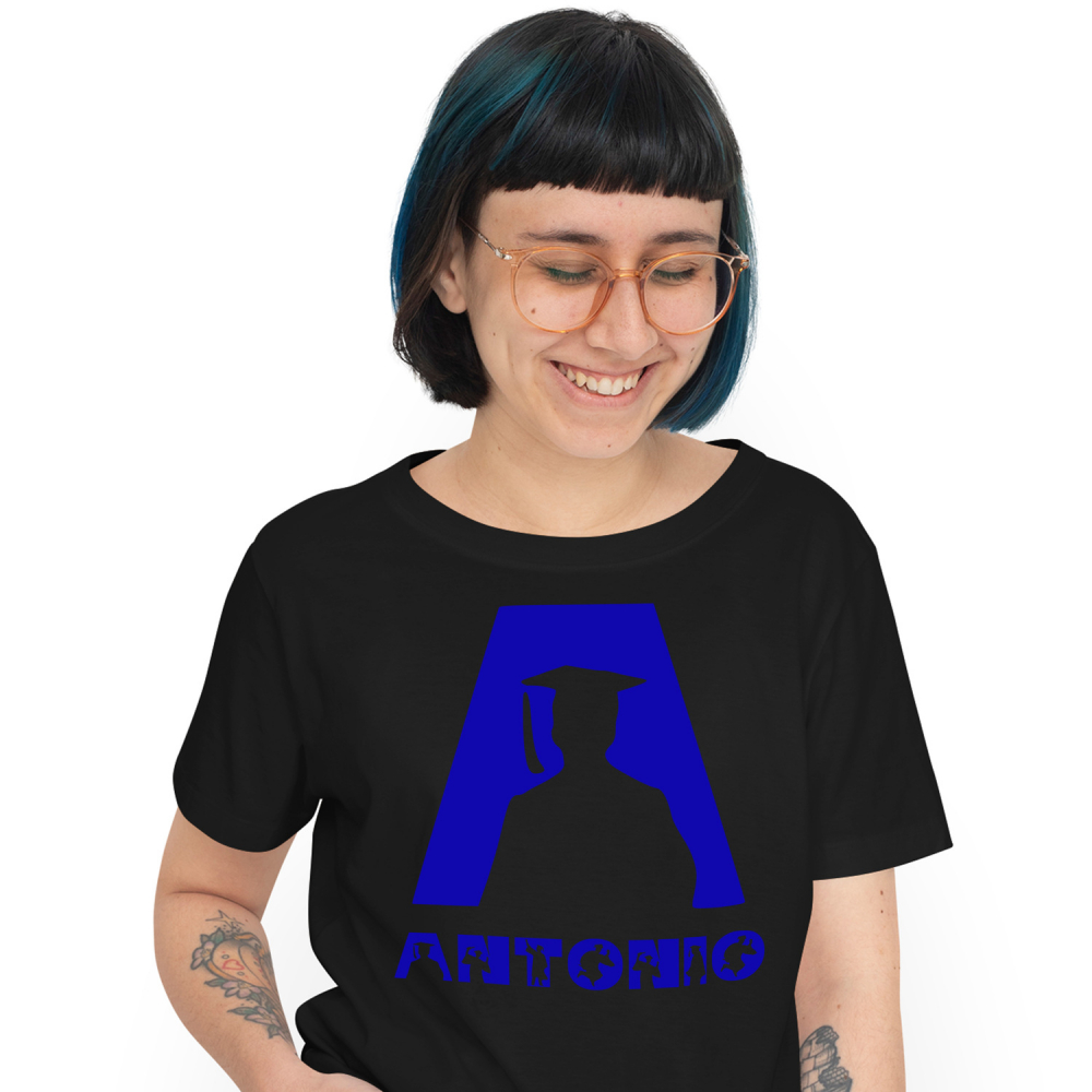 Tricou Personalizat Femei Pentru Absolvire, Silueta Umana, Scoala, Text Nume Personalizat, Copii, Culoare Albastru, Negru, 100% Bumbac, Marime XS [1]