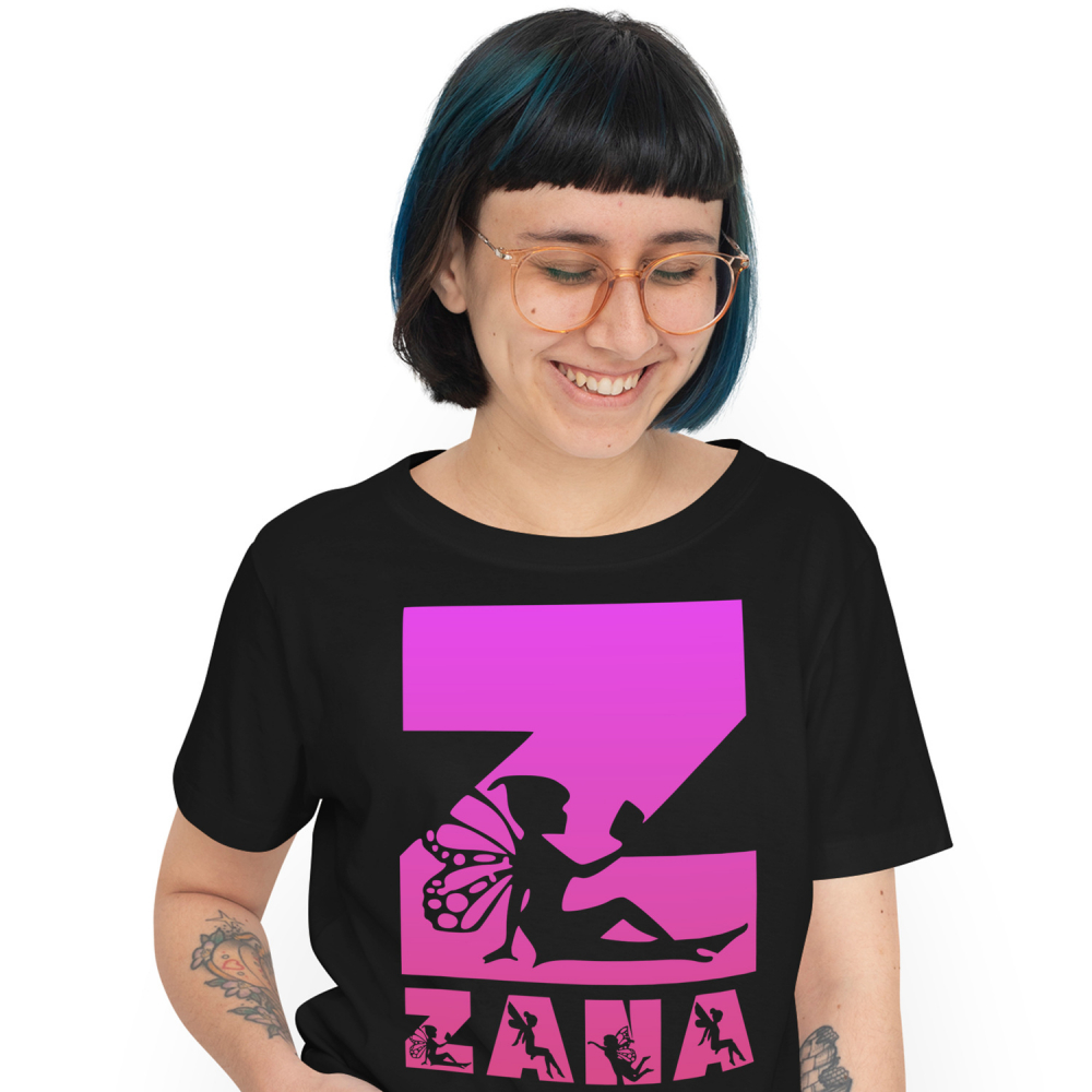 Tricou Personalizat Femei Pentru Iubitorii De Basme Magice, Zana Cu aripi, Text Nume Personalizat, Culoare Roz, Negru, 100% Bumbac, Marime L [1]