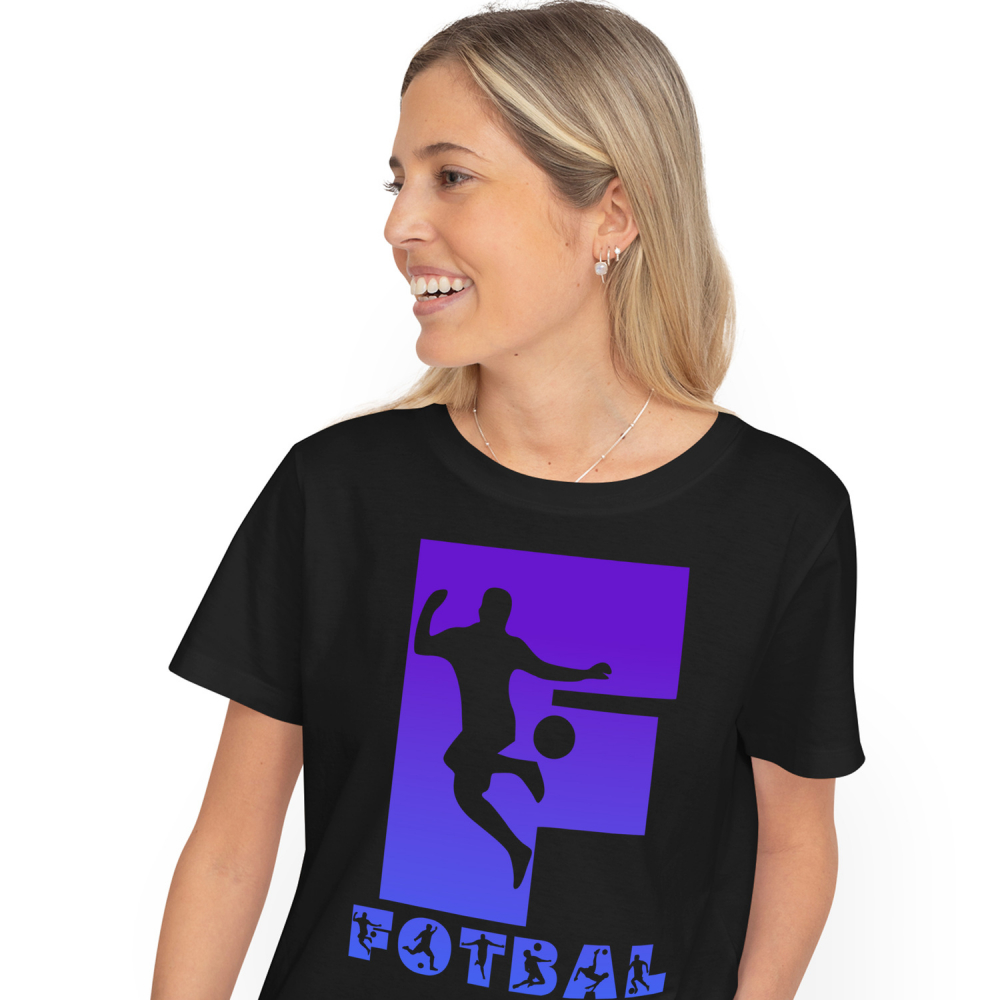 Tricou Personalizat Femei Pentru Iubitorii De Fotbal, Minge, Silueta Sportiv, Text Nume Personalizat, Copii, Culoare Albastru, Negru, 100% Bumbac, Marime XS [1]