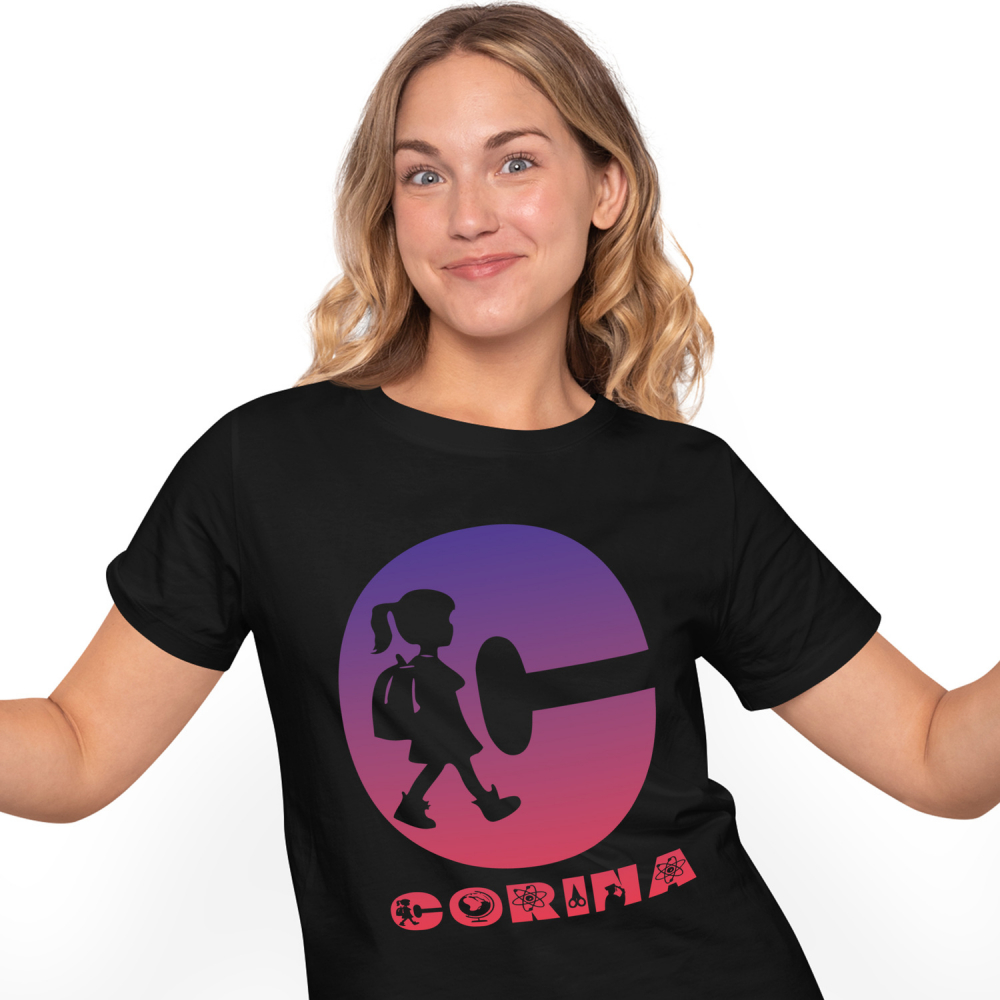 Tricou Personalizat Femei Pentru Iubitorii De Scoala, Educatie, Absolvire, Text Nume Personalizat, Copii, Culoare Mov Gradient, Negru, 100% Bumbac, Marime XS [1]