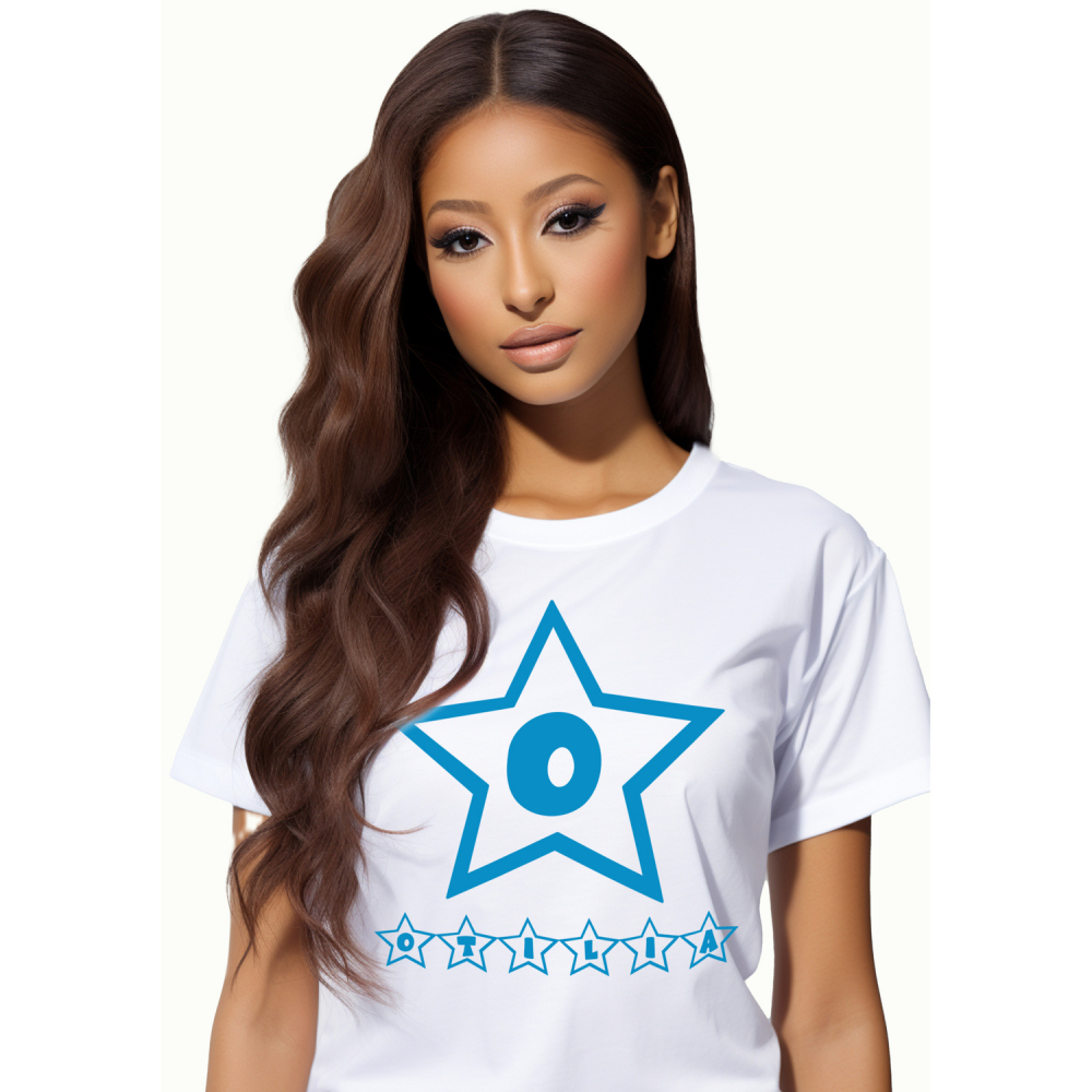 Tricou Personalizat Femei Pentru Iubitorii De Stele Michellin, Text Nume Personalizat, Copii, Culoare Albastru, Alb, 100% Bumbac, Marime M [1]