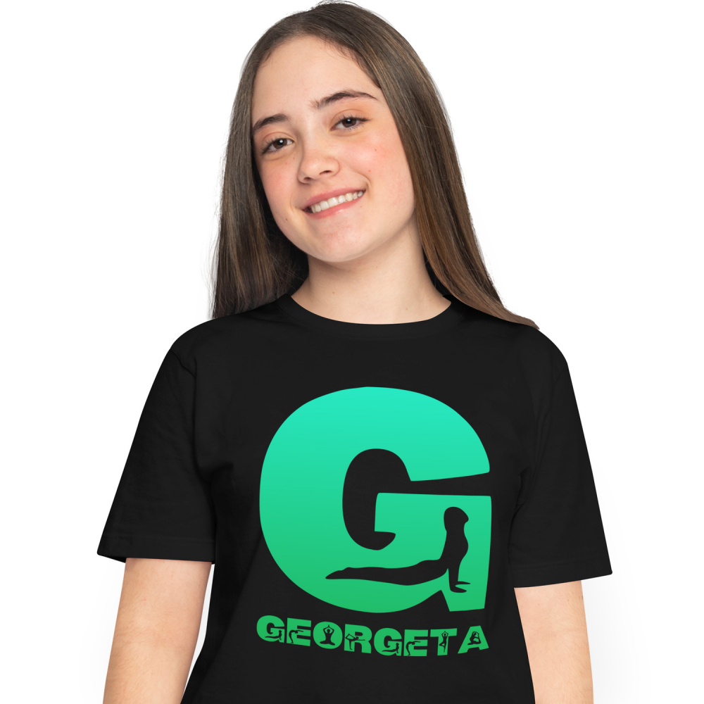 Tricou Personalizat Femei Pentru Iubitorii De Yoga, relaxare, Meditatie, Text Nume Personalizat, Culoare Verde, Negru, 100% Bumbac, Marime M [1]