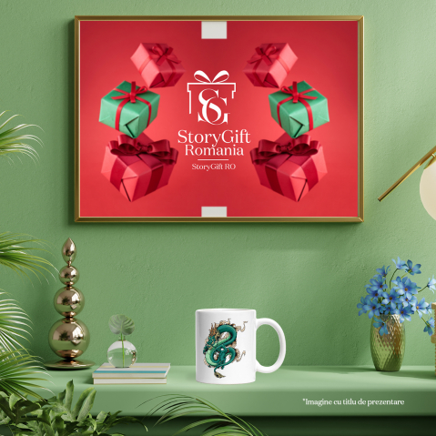 Cana Cu Dragon, Fum, Nor, Asiatic, Multicolor 330 ml, Ceramica cu Maner Alb [3]