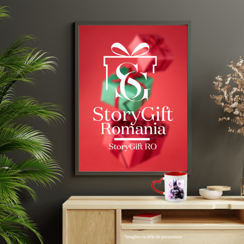 Cana Cu Batman, Ilustratie, Supererou, DC, Bruce Wayne, Vopsea, Multicolor 330 ml, Ceramica cu Maner Inima Rosie [3]