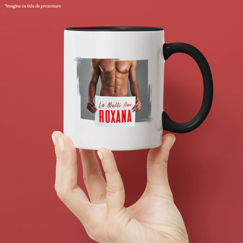 Cana Bust Barbatesc, Pancarda Mesaj Personalizat, urare, Zi aniversara cu Maner si Interior Negru [1]