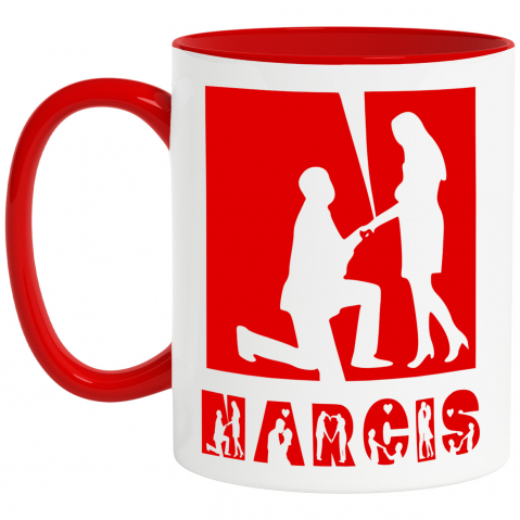 Familie - Cana Cerere casatorie, Activitatii Romantice, Text Nume Personalizat, Valentine's day, Culoare Rosu, Cu Litera, 330ML, Ceramica, Cu Maner si Interior Rosu