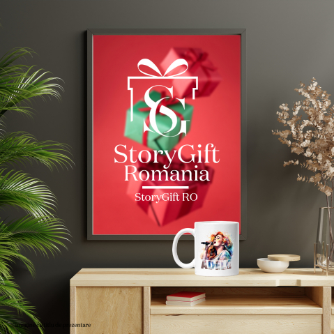 Cana Cu Adele, Microfon, Muzica, Cantec, Artist, Vedeta, Multicolor 330 ml, Ceramica cu Maner Alb [3]