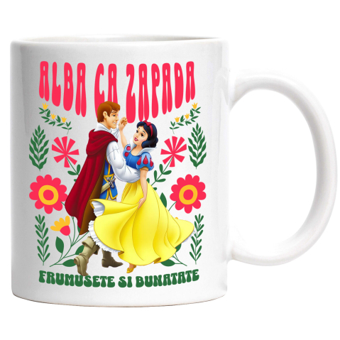 Căni - Cana Cu Alba ca Zapada si Printul Dansatori Fermecati Ceramica, 330ML, cu Maner Alb