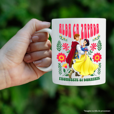 Cana Cu Alba ca Zapada si Printul Dansatori Fermecati Ceramica, 330ML, cu Maner Alb [1]