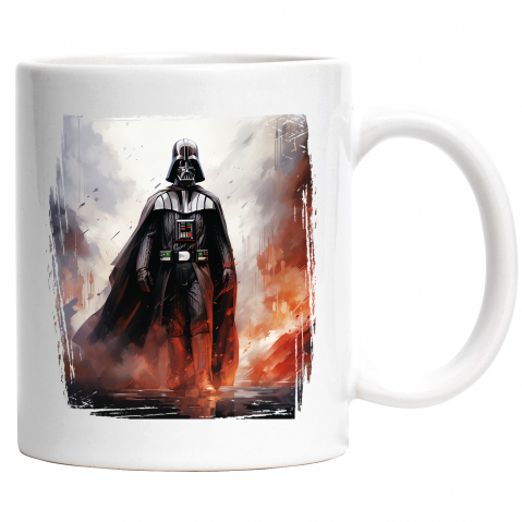 Maner Alb - Cana Cu Anakin Skywalker, Darth Vader, Apa, Explozie, Ploaie, SF, Multicolor 330 ml, Ceramica cu Maner Alb