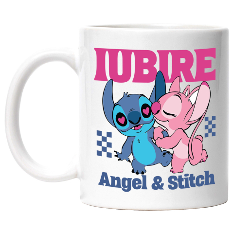 Desene Animate - Cana Cu Angel si Stitch – Imbratisari pline de iubire, Ceramica, 330ML
