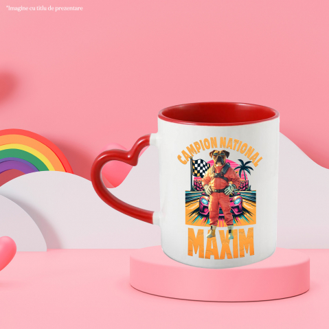 Cana cu Animal Campion la Cursele cu Masini, Peronalizata cu Numele si Poza Animalului Tau cu Maner Inima Rosie [5]