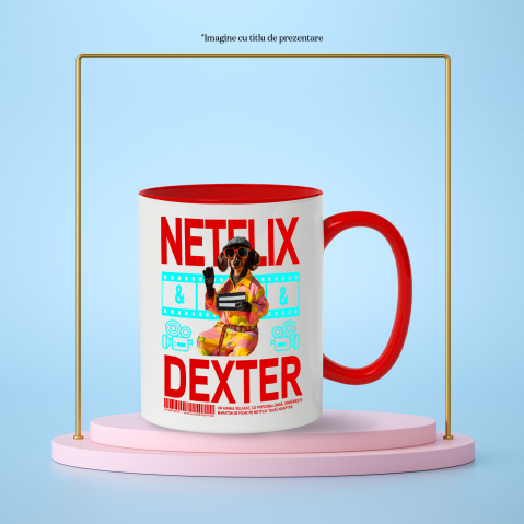 Cana cu Animal Cinefil, Peronalizata cu Numele si Poza Animalului Tau cu Maner Rosu [5]