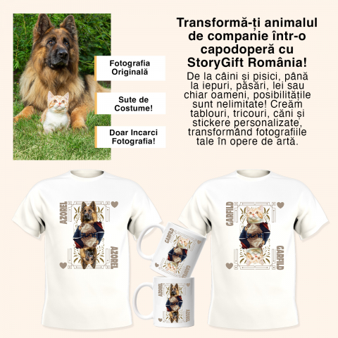 Cana cu Animal Pe Motocicleta, La Apus cu Palmieri, Peronalizata cu Numele si Poza Animalului Tau cu Maner Rosu [6]