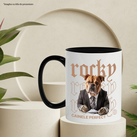 Cana cu Animal Contabil in Costum, Peronalizata cu Numele si Poza Animalului Tau cu Maner Negru [5]