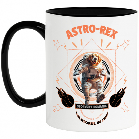 Personalizate cu Animalul Tau - Cana cu Animal In Costum de Astronaut , Peronalizata cu Numele si Poza Animalului Tau cu Maner Negru