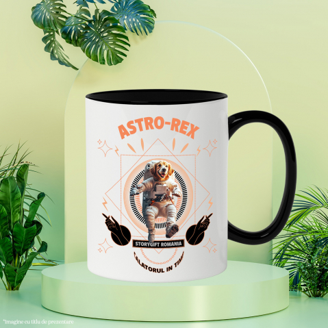 Cana cu Animal In Costum de Astronaut , Peronalizata cu Numele si Poza Animalului Tau cu Maner Negru [5]