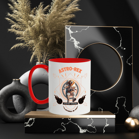 Cana cu Animal In Costum de Astronaut , Peronalizata cu Numele si Poza Animalului Tau cu Maner Rosu [5]