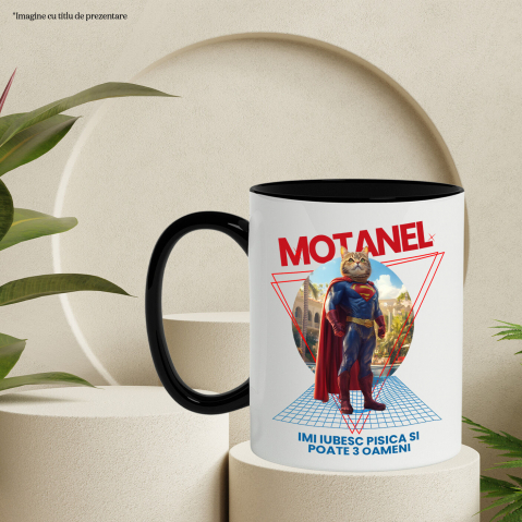 Cana cu Animal in Costum de Super Erou, Superman, Peronalizata cu Numele si Poza Animalului Tau cu Maner Negru [5]