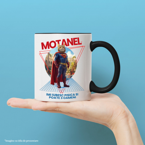 Cana cu Animal in Costum de Super Erou, Superman, Peronalizata cu Numele si Poza Animalului Tau cu Maner Negru [3]