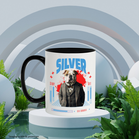 Cana cu Animal in Costum si papion, Peronalizata cu Numele si Poza Animalului Tau cu Maner Negru [5]