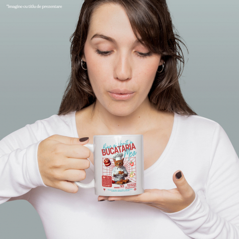 Cana cu Animal In Uniforma de Bucatar, Patiser, Peronalizata cu Numele si Poza Animalului Tau cu Maner Alb [3]