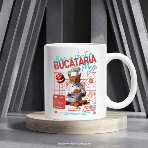 Cana cu Animal In Uniforma de Bucatar, Patiser, Peronalizata cu Numele si Poza Animalului Tau cu Maner Alb [5]