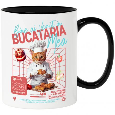 Personalizate cu Animalul Tau - Cana cu Animal In Uniforma de Bucatar, Patiser, Peronalizata cu Numele si Poza Animalului Tau cu Maner Negru