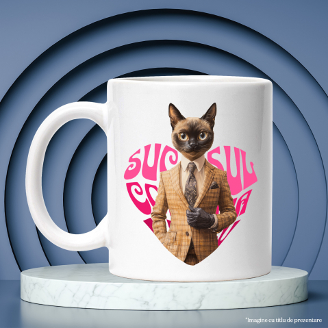 Cana cu Animal La Costum, Text in Forma de Inima , Peronalizata cu Numele si Poza Animalului Tau cu Maner Alb [5]