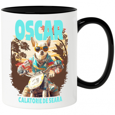 Personalizate cu Animalul Tau - Cana cu Animal Pe Motocicleta, Enduro, Motocross, Peronalizata cu Numele si Poza Animalului Tau cu Maner Negru