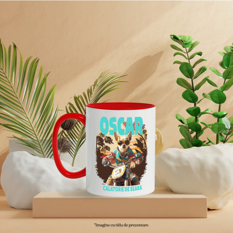 Cana cu Animal Pe Motocicleta, Enduro, Motocross, Peronalizata cu Numele si Poza Animalului Tau cu Maner Rosu [5]