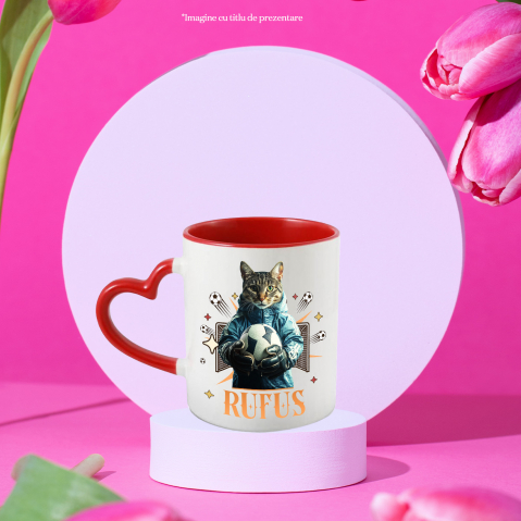 Cana cu Animal Portar, Fotbal, Joc de Echipa, Peronalizata cu Numele si Poza Animalului Tau cu Maner Inima Rosie [3]