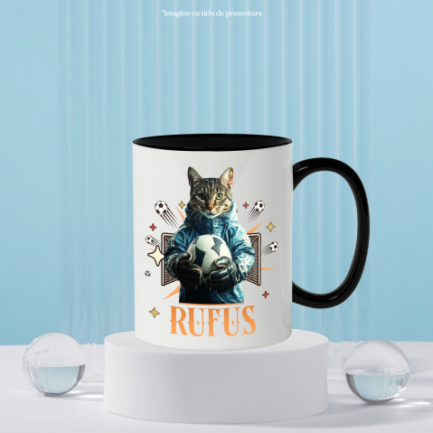 Cana cu Animal Portar, Fotbal, Joc de Echipa, Peronalizata cu Numele si Poza Animalului Tau cu Maner Negru [5]