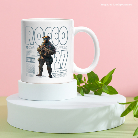Cana cu Animal Soldat in Armata cu Pusca in Mana, Trupele Speciale, Peronalizata cu Numele si Poza Animalului Tau cu Maner Alb [5]