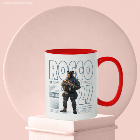 Cana cu Animal Soldat in Armata cu Pusca in Mana, Trupele Speciale, Peronalizata cu Numele si Poza Animalului Tau cu Maner Rosu [5]