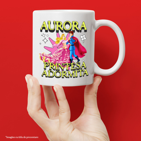 Cana Cu Aurora si Printul – Noaptea Dansului Magic Ceramica, 330ML, cu Maner Alb [1]