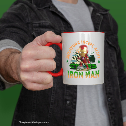 Cana Cu Aventuri în Natură cu Iron Man din Lumea Disney Ceramica, 330ML, cu Maner Rosu [1]