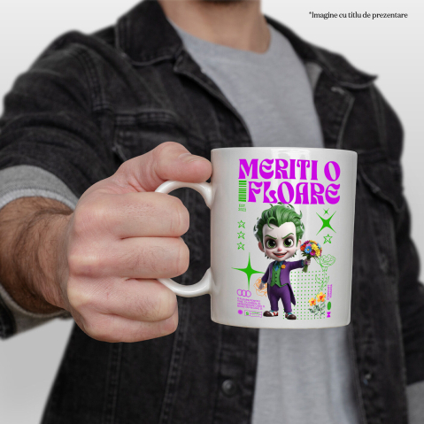 Cana Cu Aventuri Joker si Flori Disney Ceramica, 330ML, cu Maner Alb [1]