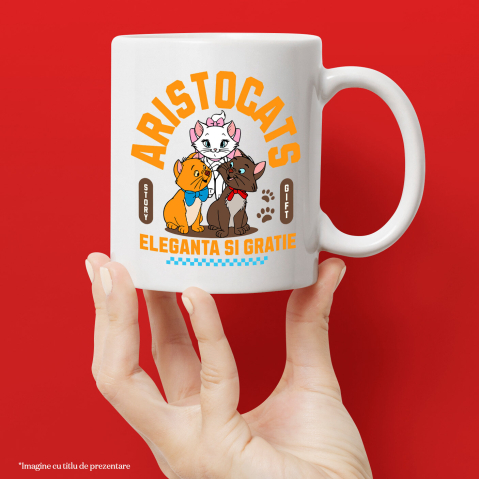 Cana Cu Aventuri Magice cu Pisicile Aristocrate Ceramica, 330ML, cu Maner Alb [1]