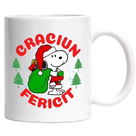 Craciun - Cana Cu Aventuri Snoopy in Spirit de Craciun, Ceramica, 330ML