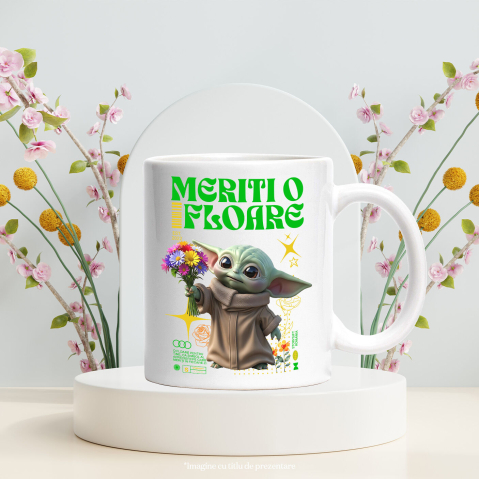 Cana Cu Baby Yoda si Flori din Lumea Disney, Ceramica, 330ML [3]