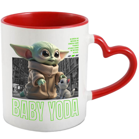 Căni - Cana Cu Baby Yoda si Pisicuta – Aventura Galactica, Ceramica, 330ML